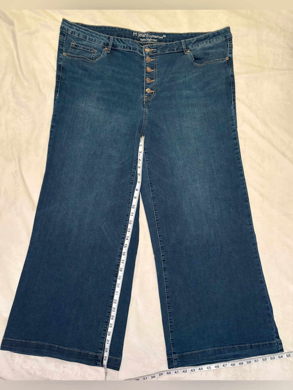Maurices Dark Blue Wide-Leg Button-Front Jeans